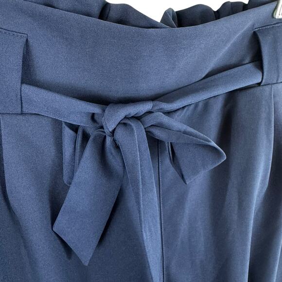 Grace Karin NWT Navy Blue High Rise Paperbag Skinny Cropped Belted Pants Sz 2XL - Picture 4 of 7